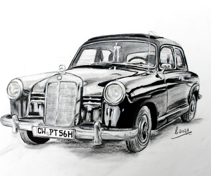 Oldtimer aus Bleistift [Illustration]