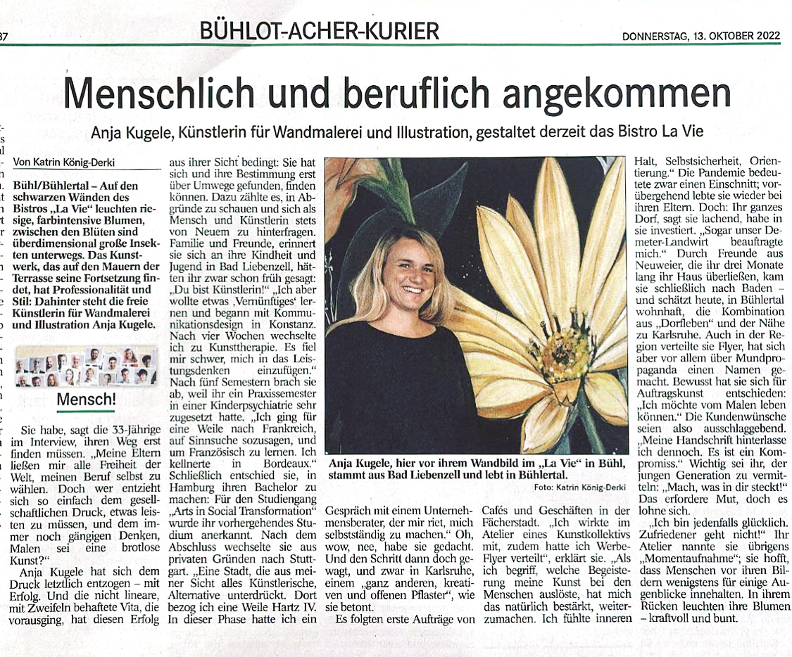 Künstlerin Anja Kugele Interview Badisches Tagblatt