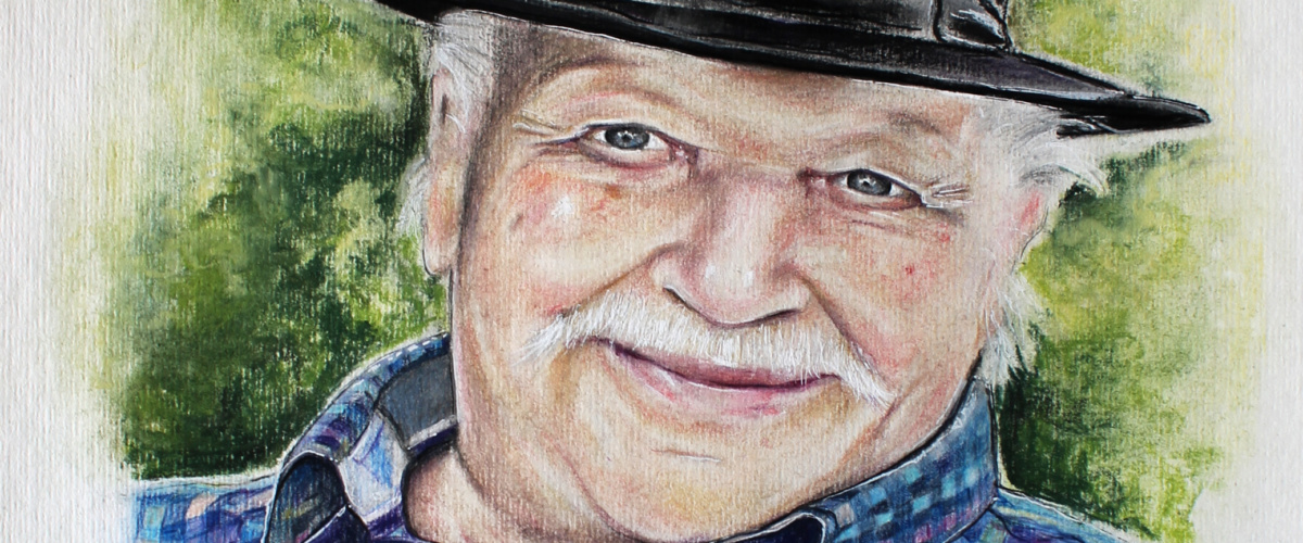 Herr Rathfelder und die Bonbole [Portraitzeichnung]