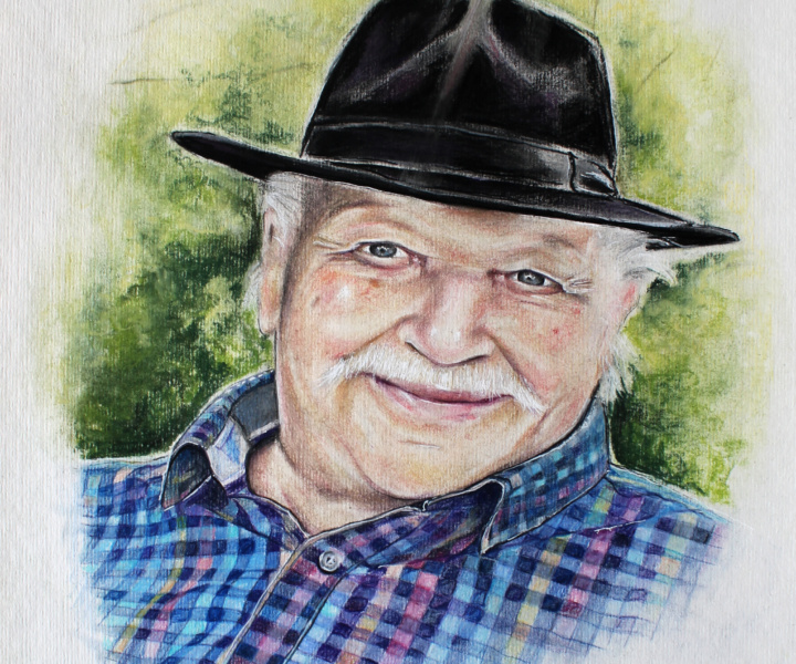 Herr Rathfelder und die Bonbole [Portraitzeichnung]