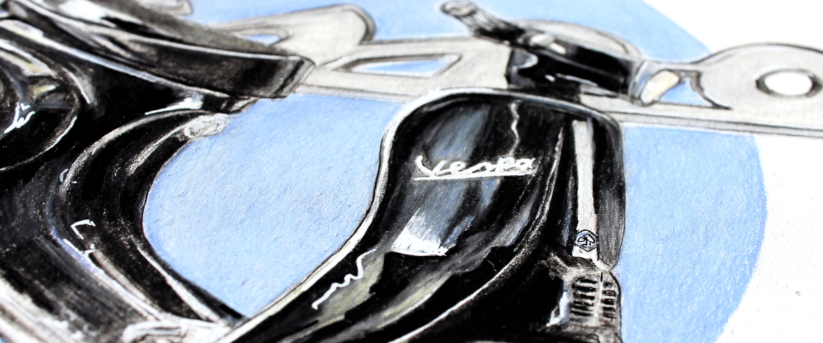 Schwarze Oldtimer- Vespa [Illustration]