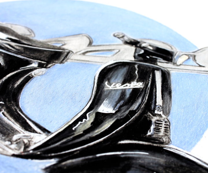 Schwarze Oldtimer- Vespa [Illustration]