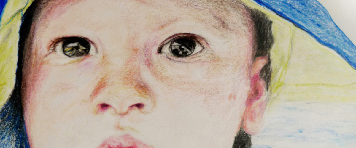 Leo das erste Mal am Meer [Portraitzeichnung]